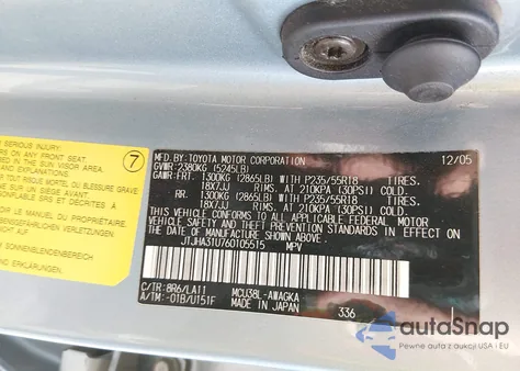 2006 Lexus Rx 330 z USA, uszkodzony, nr VIN JTJHA31U760105515